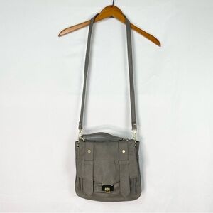 Steve Madden Faux Leather Cross Body Bag Gray Clasp Flap Adjustable Purse